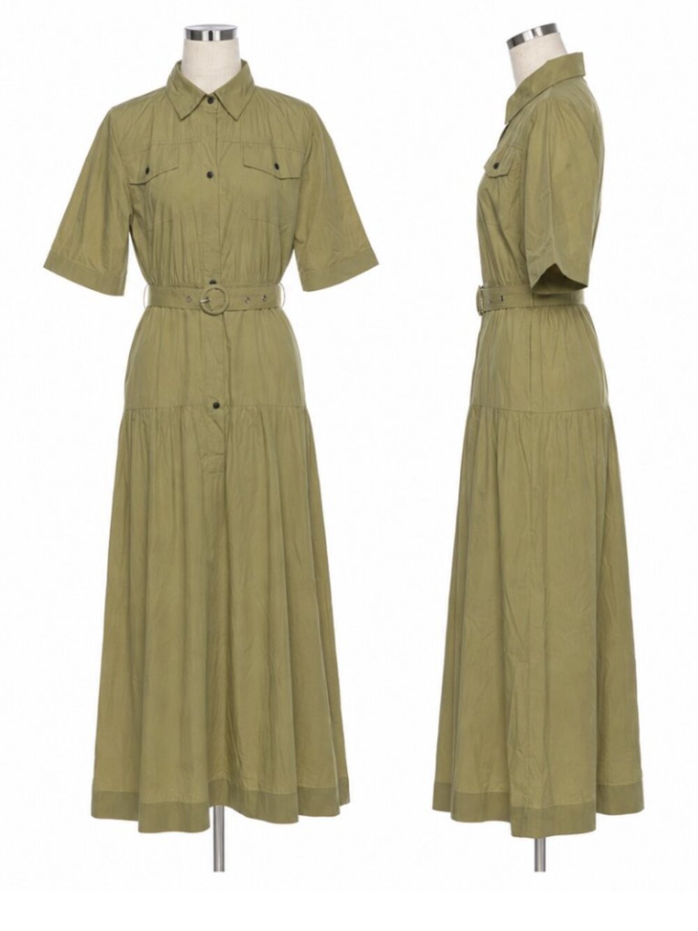 S/W/F Green Cargo Safari Maxi Dress.  Size M.